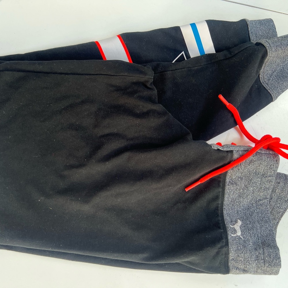 Victoria secret Black Joggers with Red and Blue Stripes waist are w 13 inseam 26 - Picture 2 of 5